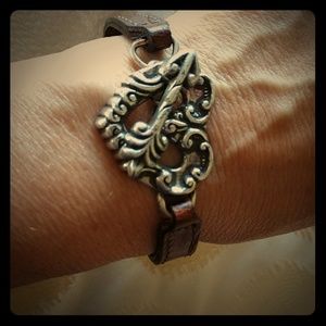 Brighton heart toggle bracelet, brown, silver